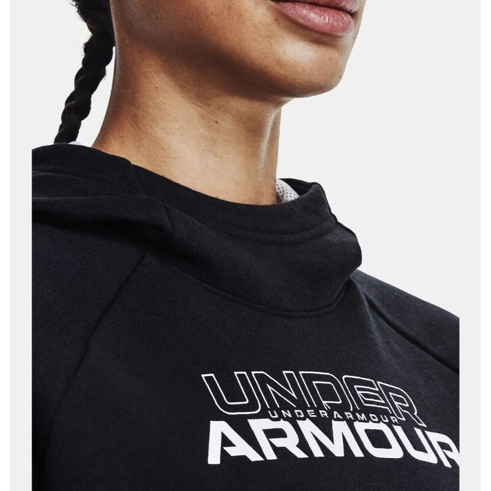 Under Armour Women's UA Short Sleeve Hoodie Black Loose Fit ,  UA Sweatshirts